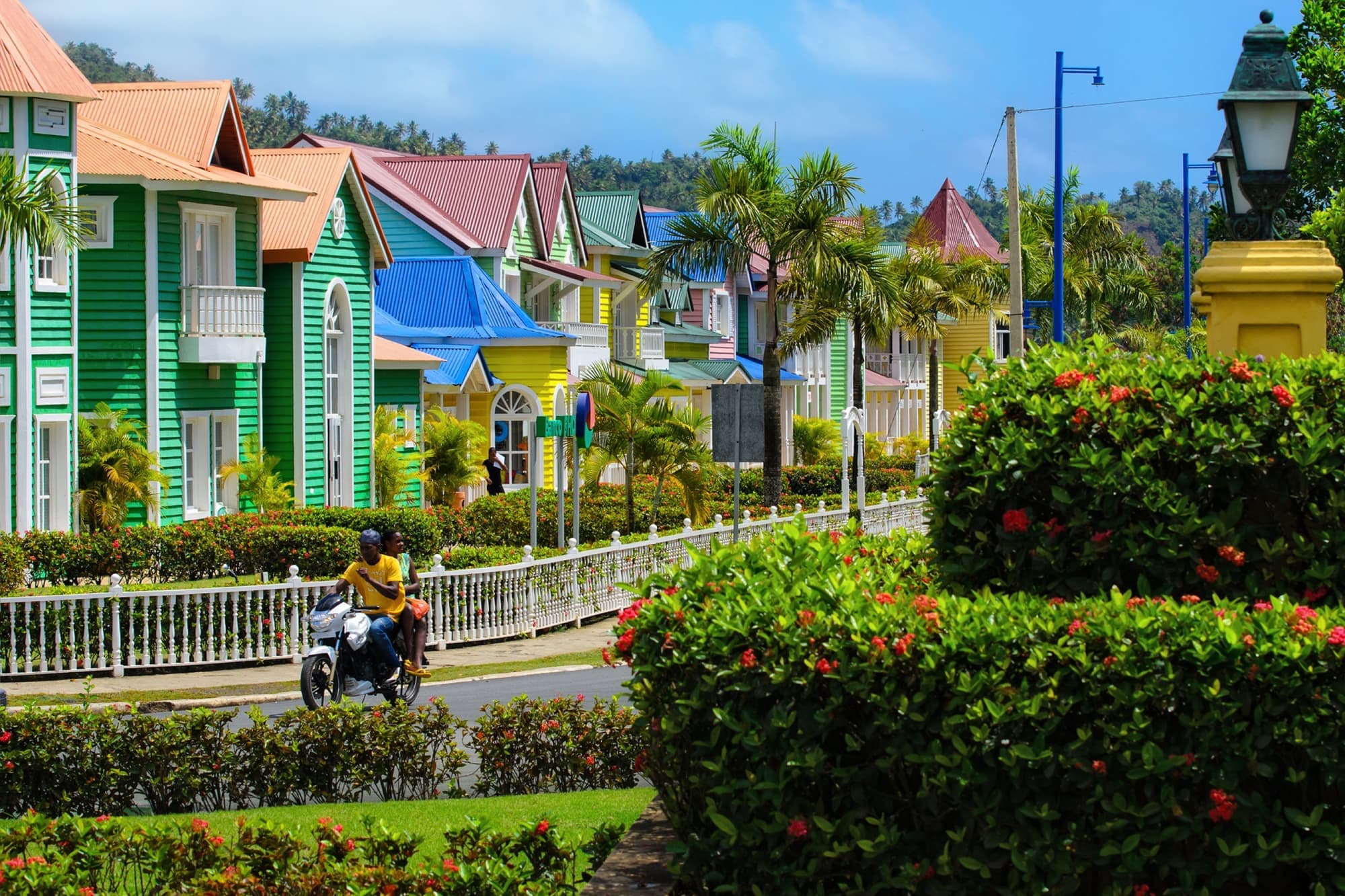 Brightly painted wooden houses in Santa Bárbara de Samaná