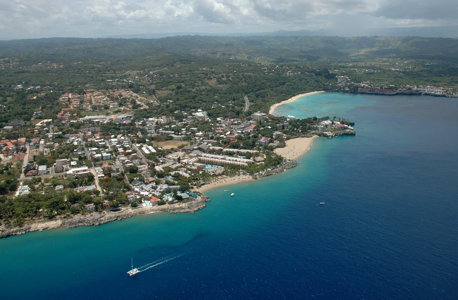 Aerial view of the town and bay of Sosúa